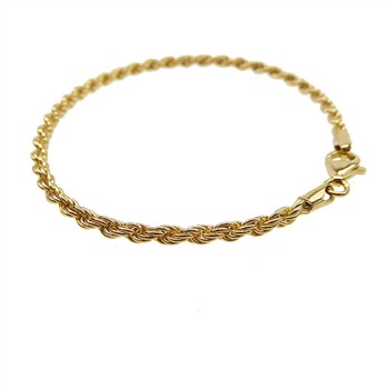San - Links of Joy's 3 mm Bjørn Borg - Cordel kæde i Forgyldt Sterlingsølv - Armbånd & Halskæde 18cm