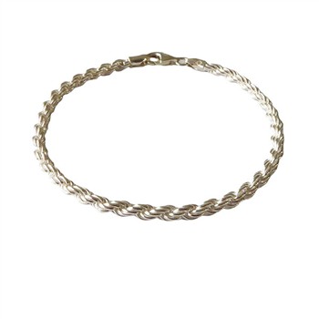 San - Links of Joy's 3,5mm Bjørn Borg - Cordel kæde i Blank Sterlingsølv Armbånd & Halskæde 22cm
