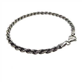 San - Links of Joy's 3,5mm Bjørn Borg - Cordel kæde i Let Oxyderet Sterlingsølv Armbånd & Halskæde 22cm