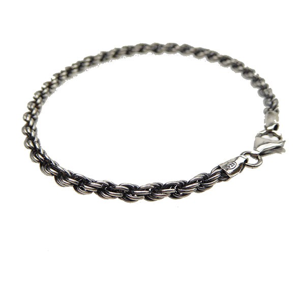 San - Links of Joy\'s 3,5mm Bjørn Borg - Cordel kæde i Let Oxyderet Sterlingsølv Armbånd & Halskæde 19cm