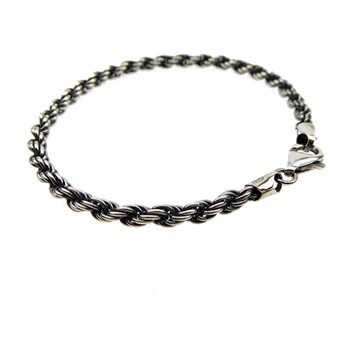 San - Links of Joy's 4mm Bjørn Borg - Cordel kæde i Let Oxyderet Sterlingsølv Armbånd & Halskæde 23cm