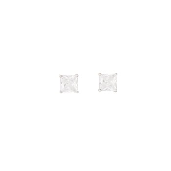 Ørestik sølv rhodineret klar zirkonia firkant 5,5x5,5, fra L&G