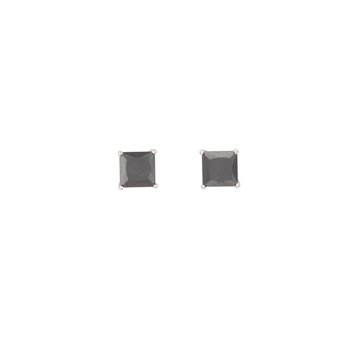 Ørestik sølv rhodineret sort zirkonia firkant 5,5x5,5, fra L&G