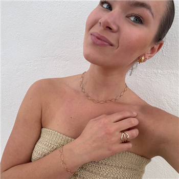 Blicher Fuglsang's Ankelkæde i stål, belagt med 14 K guld - 22 cm + 4 cm i forlænger