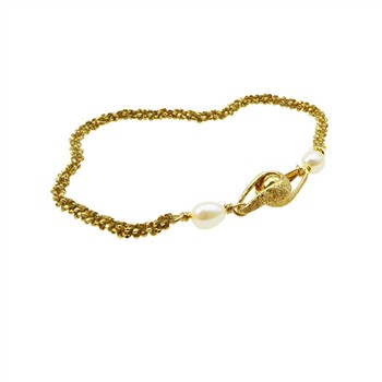 San - Links of Joy's Armbånd & halskæde - Forgyldt m.Magnetlås & Hvide Ferskvandsperler. 50cm