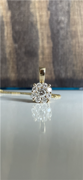 L&G\'s Vedhæng 14 karat rød guld BLOOM med brillanter med sølv forgyldt kæde