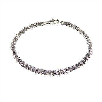 San - Links of Joy's Armbånd & halskæde - Rhodium/925- DiamondCut=3,8mm diameter 23cm