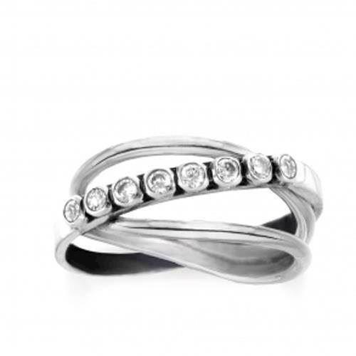 Image of 925 Sterling sølv Line of Light Fingerring Oxideret fra Rabinovich