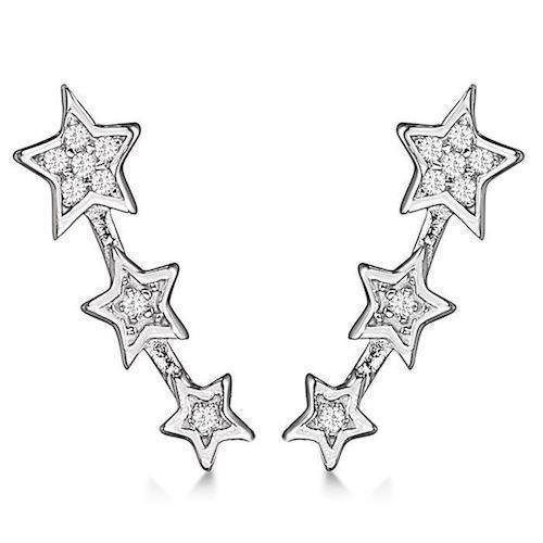 Image of blank Sterling Sølv øreringe Bright Stars med blank overflade fra Støvring Design