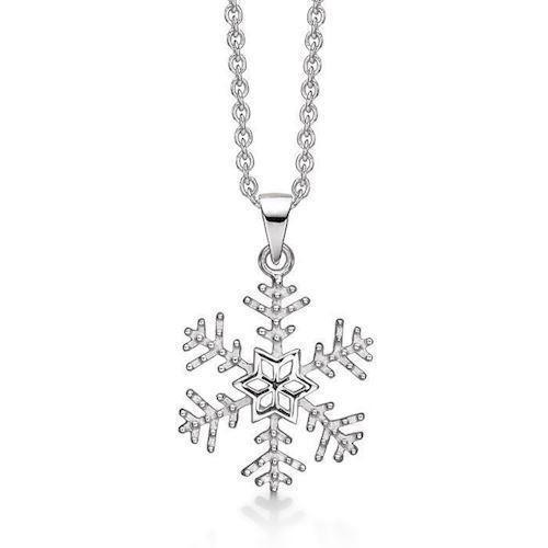 Image of blank sterling sølv vedhæng med kæde Snowflake med blank overflade fra Støvring Design