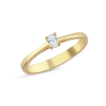 14 kt guld ring, The One Oval serien fra Nuran med ialt 0,13 ct Diamant