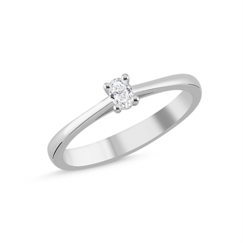 14 kt hvidguld ring, The One Oval serien fra Nuran med ialt 0,13 ct Diamant