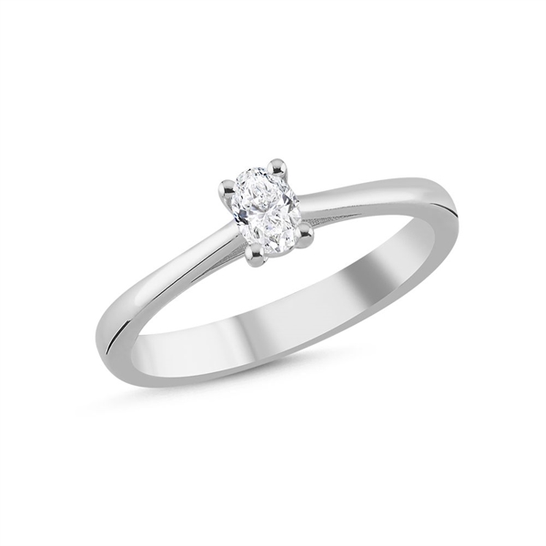 14 kt hvidguld ring, The One Oval serien fra Nuran med ialt 0,23 ct Diamant