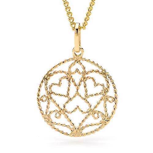 Image of Rundt hjerte filigran ved i guld
