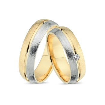 14 karat Bicolour hamret Vielsesringe fra Nuran