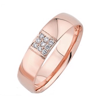 14 karat rosa guld Love Damering med 0,09 ct diamanter Wesselton VS i flot brillant slib fra Nuran