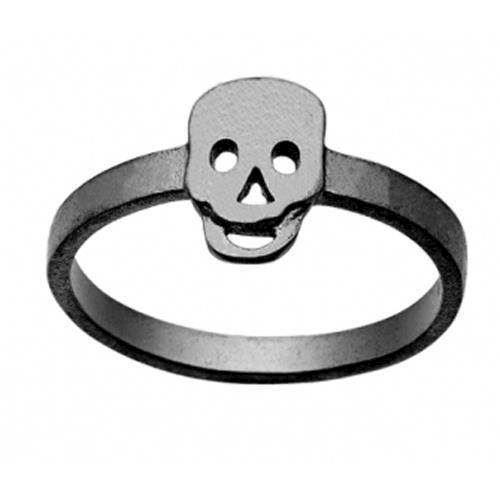 Image of sort rhodineret sølv Skull Top fingerring matteret fra Zöl